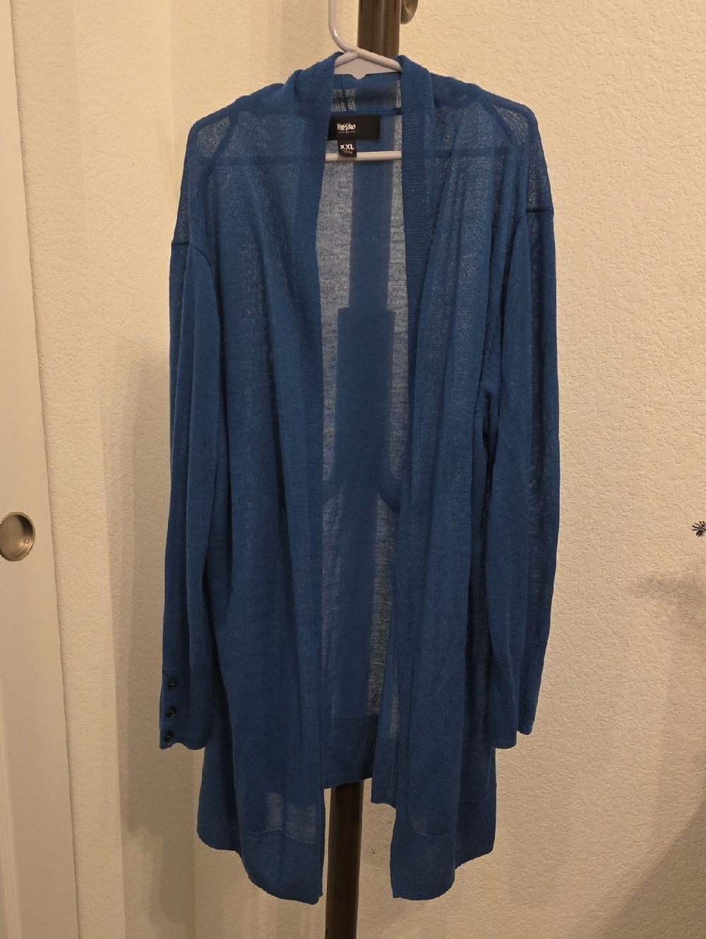 Massimo Lightweight Open-Front Blue Cardigan